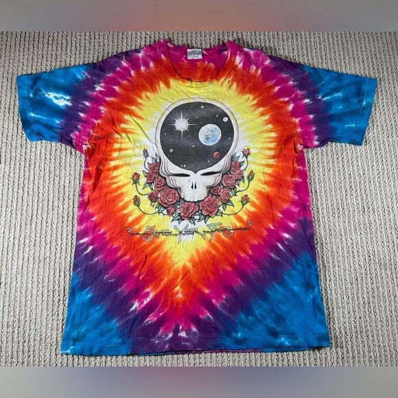 Vintage 1992 Liquid Blue Grateful Dead Space Your Face Tie Dye Shirt XL Single